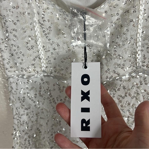 RIXO Ronan Mini Dress Squiggle Sequin Ivory - Picture 12 of 13